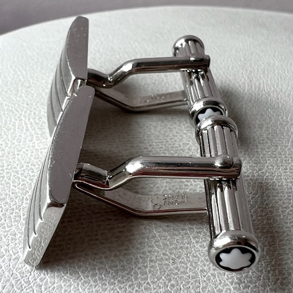 VINTAGE MONTBLANC RECTANGULAR MATTE STAINLESS STEEL CUFFLINKS MINT CONDITION - Picture 7 of 16
